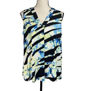 Alfani Petite X-Large Top Sleeveless Stretch V-Neck Abstract Pleated Pullover
